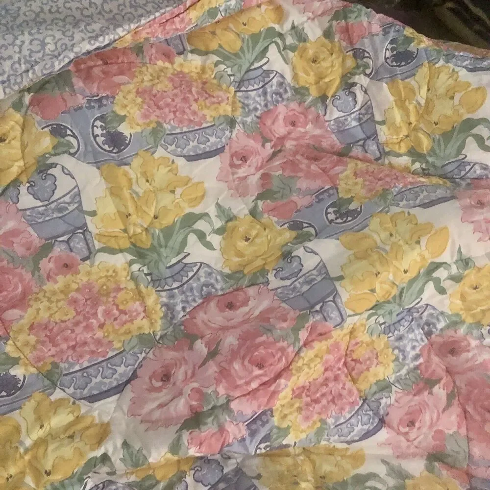 Lady Pepperell Vintage Twin Comforter Blue Ginger Jar Reversible Cottagecore